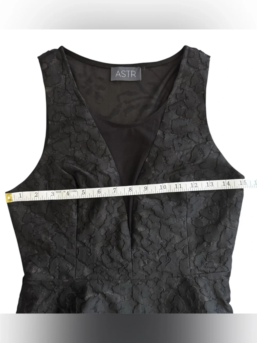 ASTR The Label Black Textured Mesh Fit & Flare Dress Size Small LBD - Picture 8 of 11